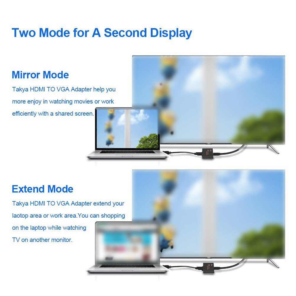 Office Connector For Laptop Plug And Play Universal Home Active 1080P Female HDMI To VGA Male Portable Converter Adapter Dongle