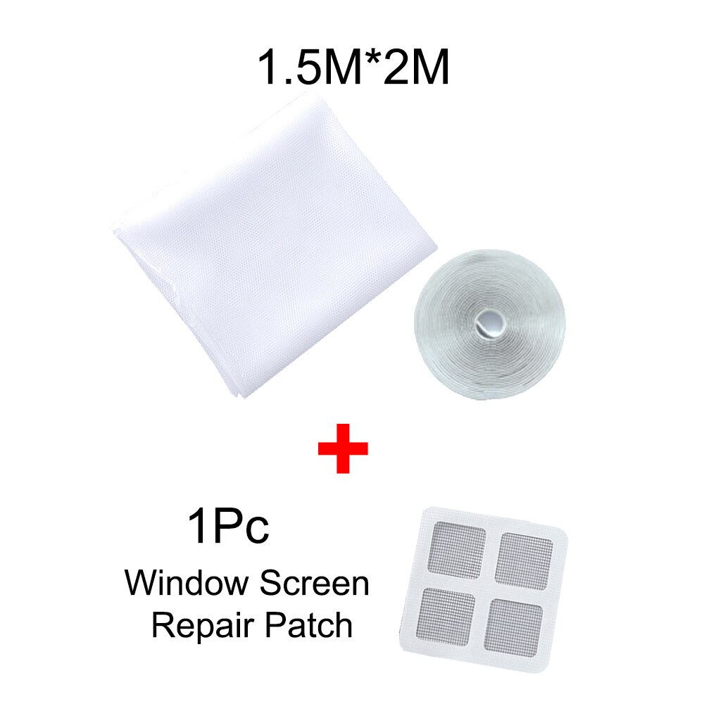 Window Screen Mosquito Net Curtain Fly Mosquito Window Net Mesh Indoor Insect Fly Screen Curtain Mesh Bug Net with Tape: 1PC 1.5Mx2M White