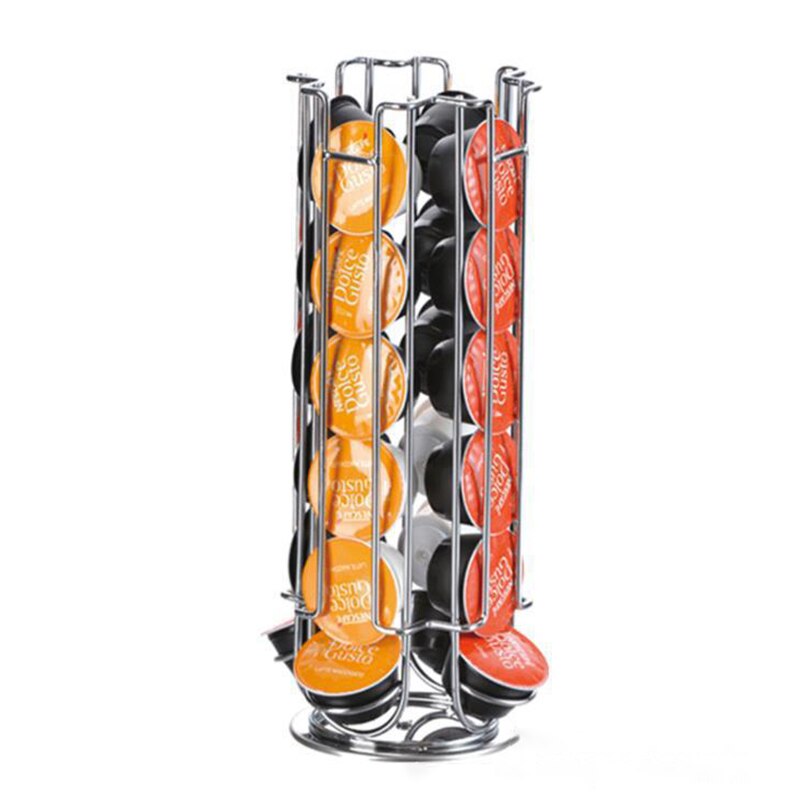 Plating Display Capsule Rack Rotatable Coffee Pod Holder Stand Storage Shelves For 24 Dolce Gusto Capsule Kitchen Accessories: Default Title