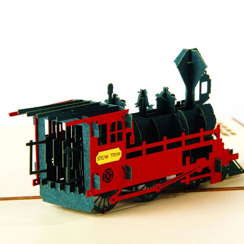 3D Pop Up Wenskaart Retro Trein Verjaardag Pasen Anniversary Thanksgiving goede
