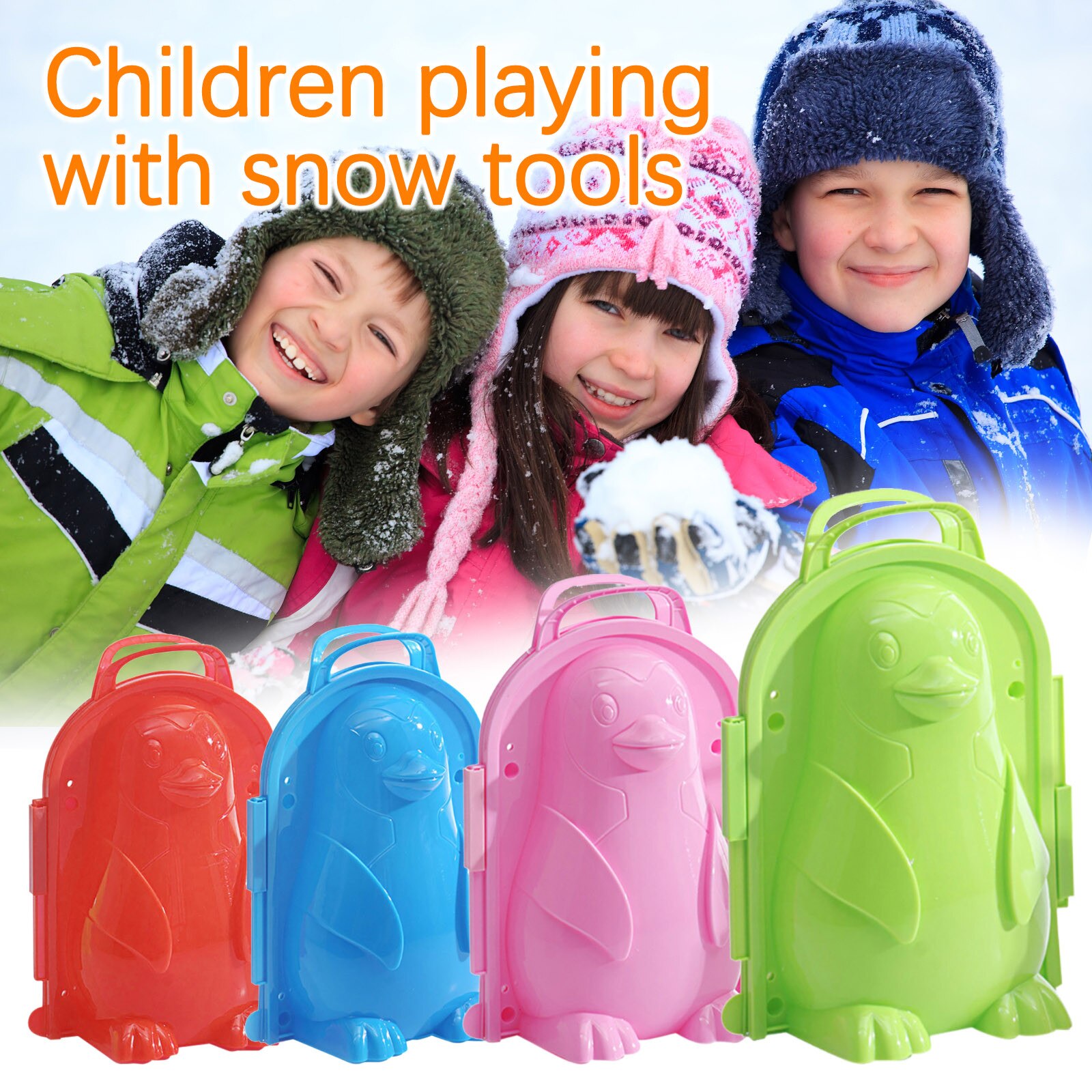 Karikatur-pinguin Schneeball Hersteller Clip Werkzeug freundlicher Spielzeug Für Winter draussen Sport Kunststoff Schneeball Hersteller Clip Spielzeug Für freundlicher Schild