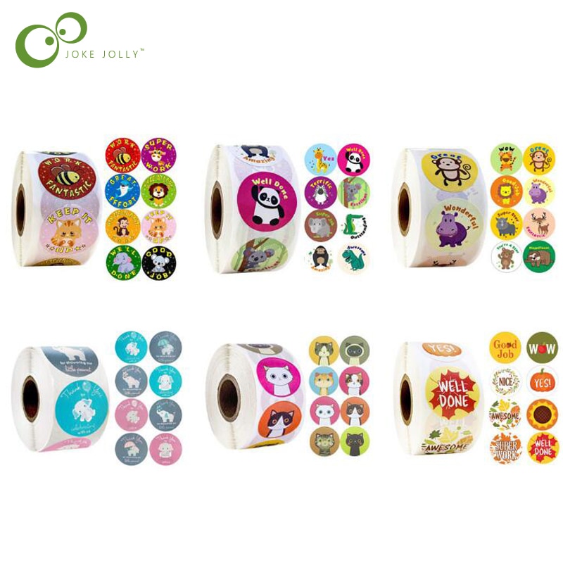 500 stücke Belohnung Aufkleber Ermutigung Aufkleber Rolle für freundlicher Motivation Aufkleber mit Niedlichen Tiere für Studenten Lehrer GYH