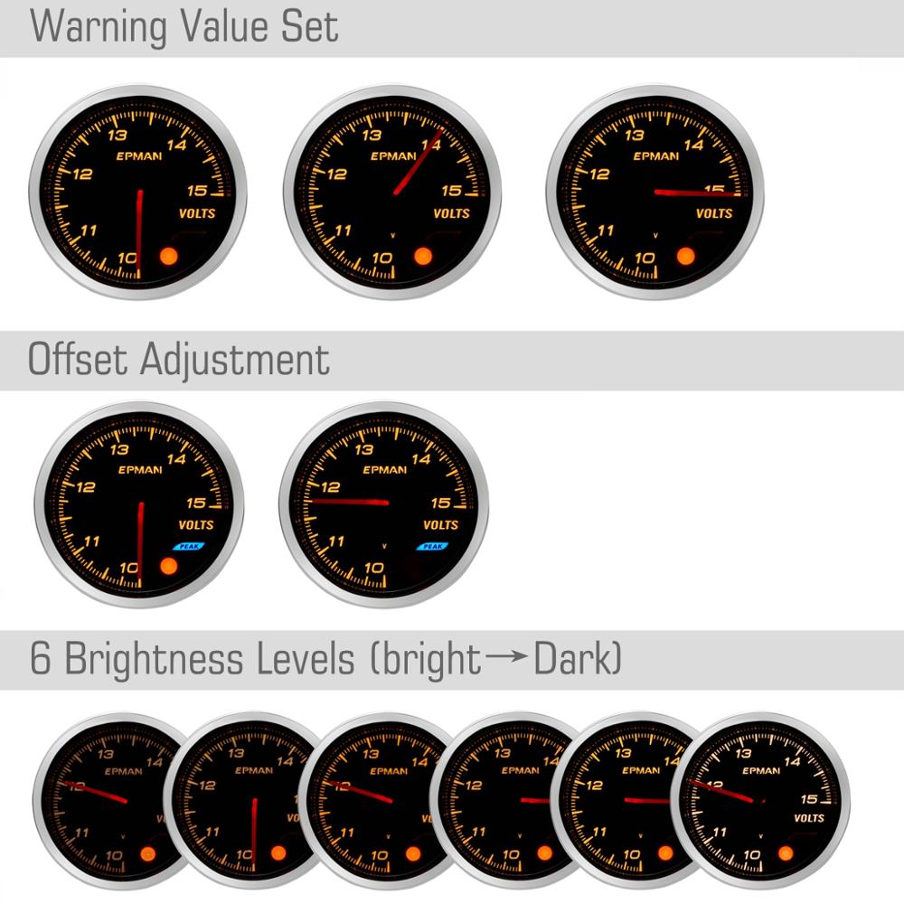 Epman 2 &quot;52Mm Auto Rook Olie Druk Gauge Oliedrukmeter + Sensor + Beugel Bekerhouder 7 Kleur + 3 Kleur Blacklights EPXX704