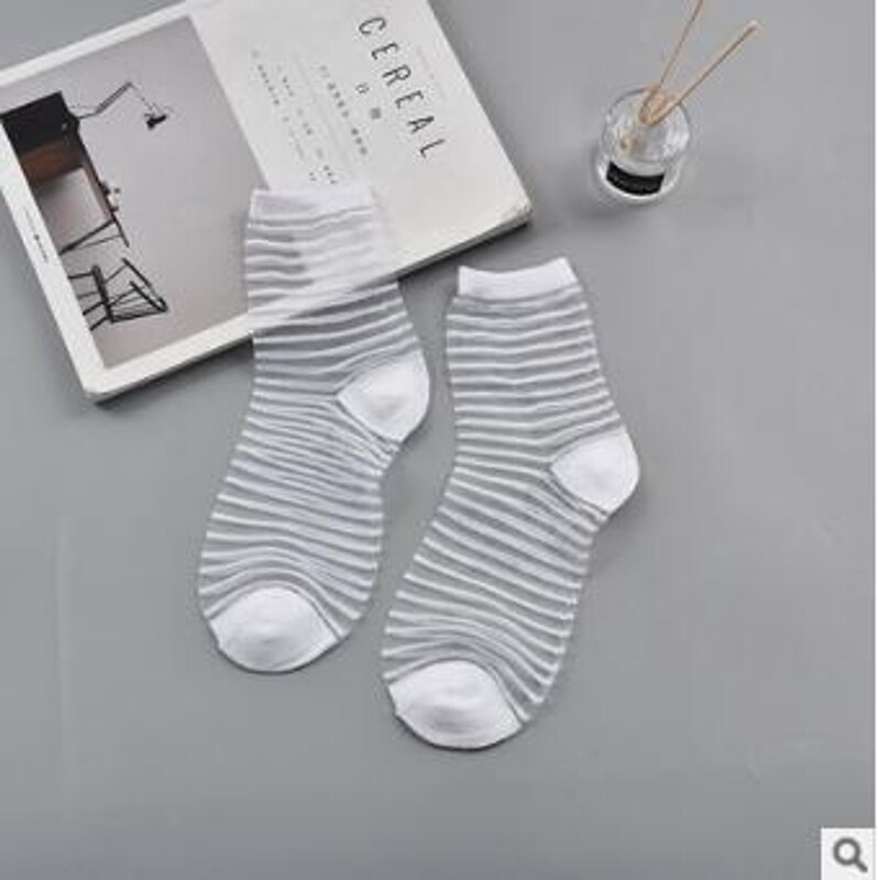 Spring Lace Transparent Crystal Lady Socks 10 Colors Comfy Sheer Silk Ankle Socks MOU QX2D: W4
