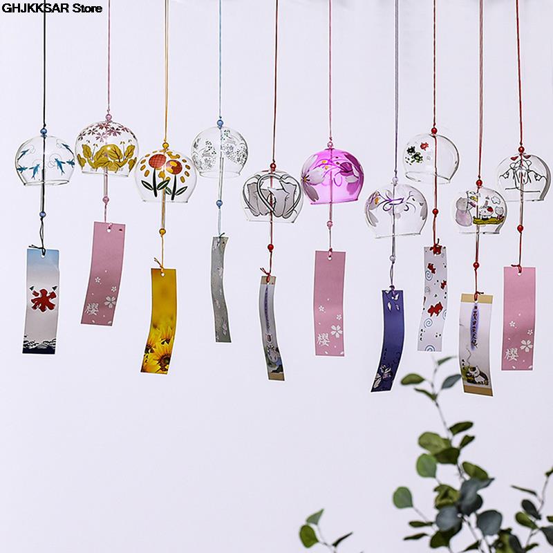 Campana de viento japonesa, carillón de viento japonés de cristal hecho a mano, decoración para el hogar, Spa, cocina, decoración de oficina, 1 ud.