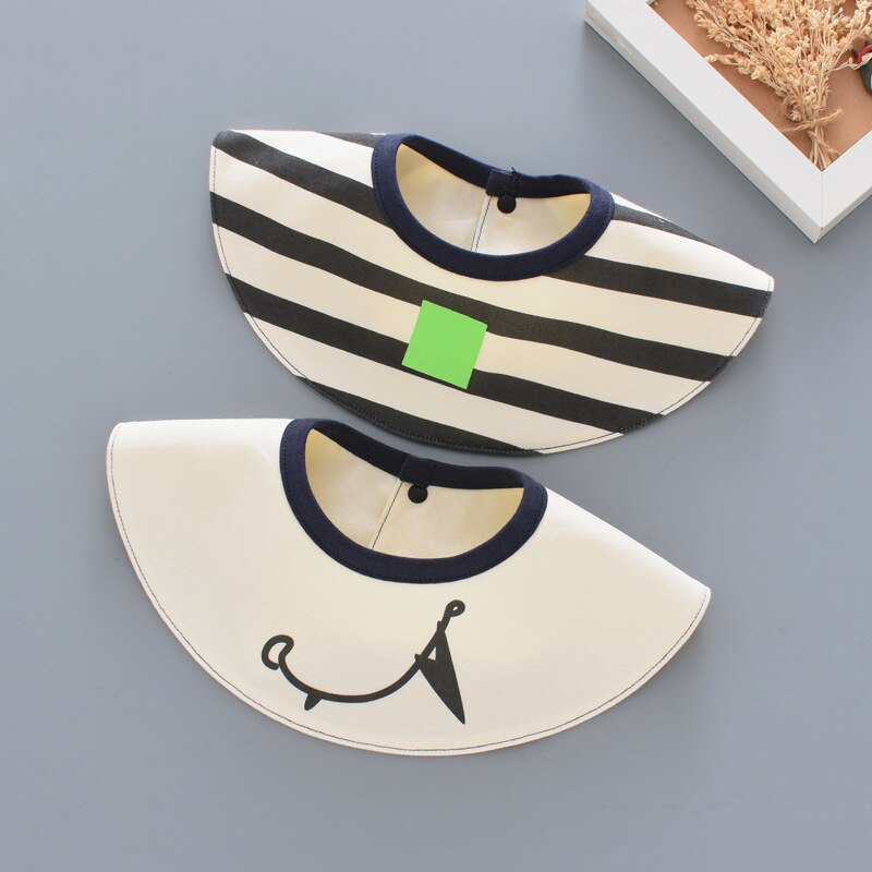 2 pacote bebê babadores de alimentação à prova dwaterproof água algodão impressão camisola dos desenhos animados bebê arroto panos infantil criança bonito 0-3 anos de idade: stripe