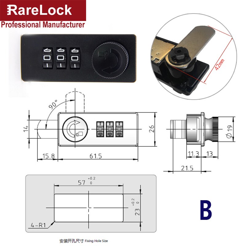 Three Position Mechanical Code Lock Keyless File Cabinet Drawer Cabinet Safe Deposit Box Cashbox Lock Hardware Rarelock MA035 B: B