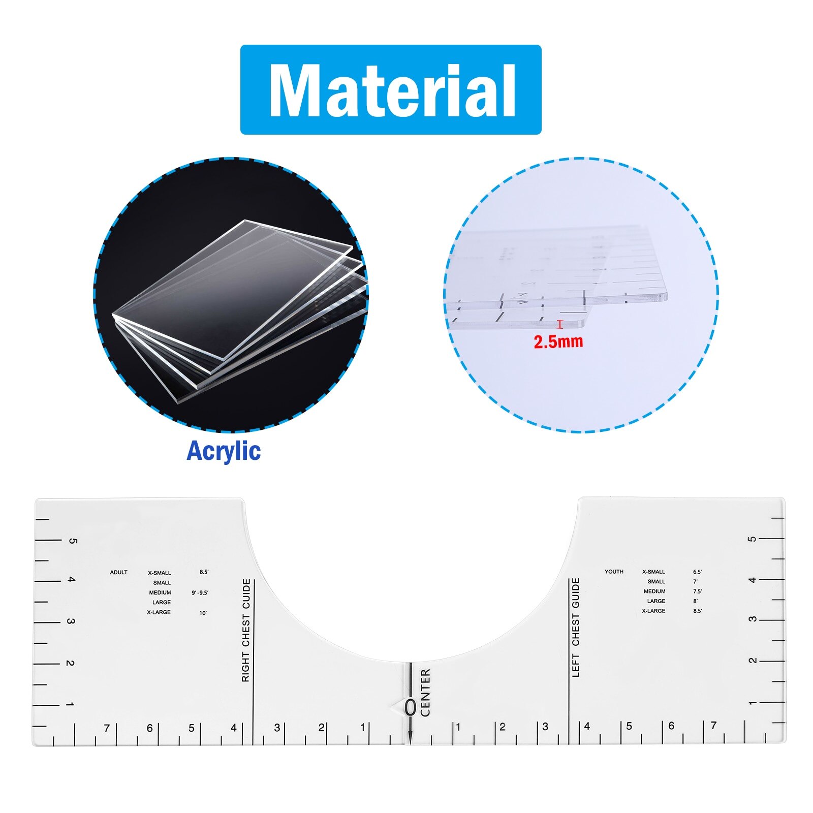 4PCS T-Shirt Alignment Ruler Craft Ruler with Guide Tool for Adult Youth Toddler Sewing Tools T guide ruler: Plastic-18x6 inches