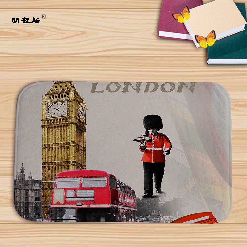 Billig pris boligindretning london paris naturskønne bygninger retro stue dørmåtte 40 x 60cm gulvmåtter flannel bad køkken tæpper: Mu 122
