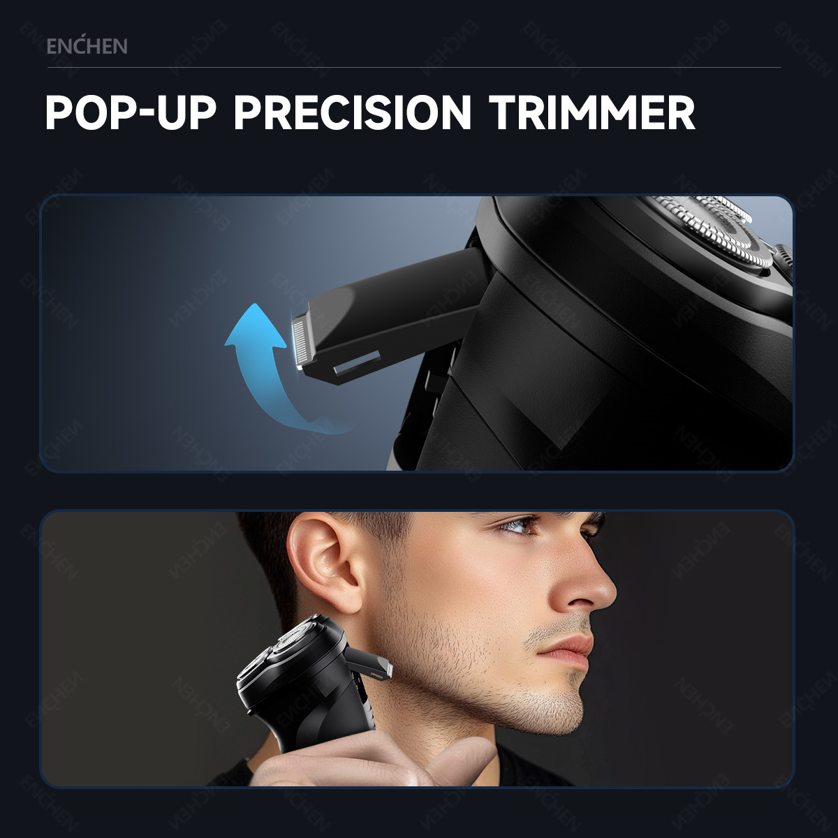 ENCHEN Scheerapparaat Professioneel Baardtrimmer Elektrisch Scheermes Zwevend Scheerapparaat Pop-uptrimmer Scheerapparaat voor mannen BLACKSTONE-C