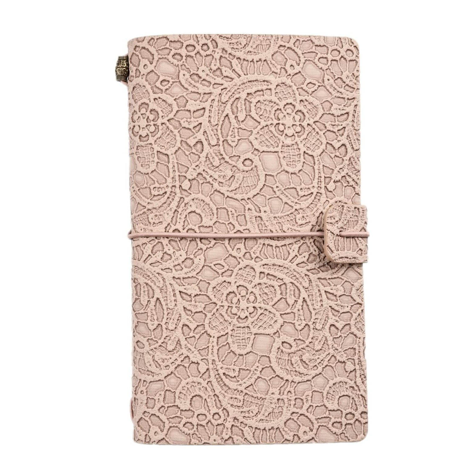 A6 Refillable Planner Leather Travel Journal Notebook-Embossed Pocket Diary for Girls,Women,Mom, Daughter (192 Pages): A6-Beige