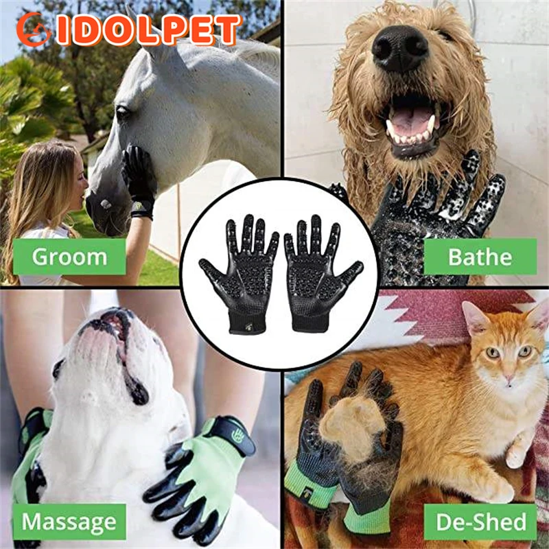 Guantes de aseo para mascotas, guantes para quitar el pelo de baño, guantes de ducha para mascotas, cepillo para quitar el pelo de perros y gatos, cepillo removedor de goma