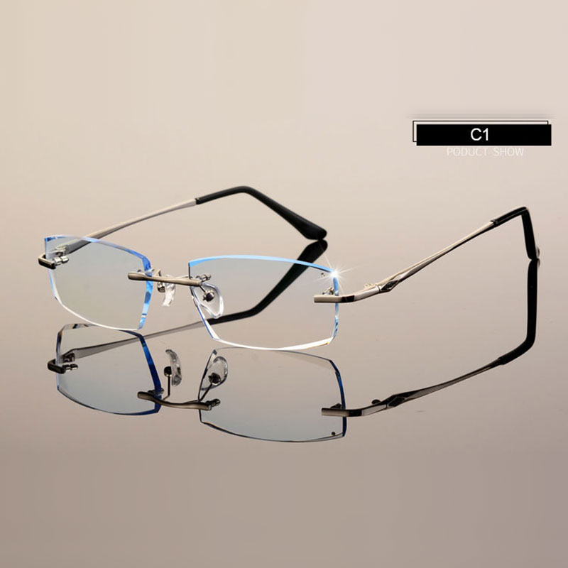 Männer Brillen C001 Diamant Trimmen Schneiden Randlose Brillen Optische Gläser Rahmen für Mann Brille