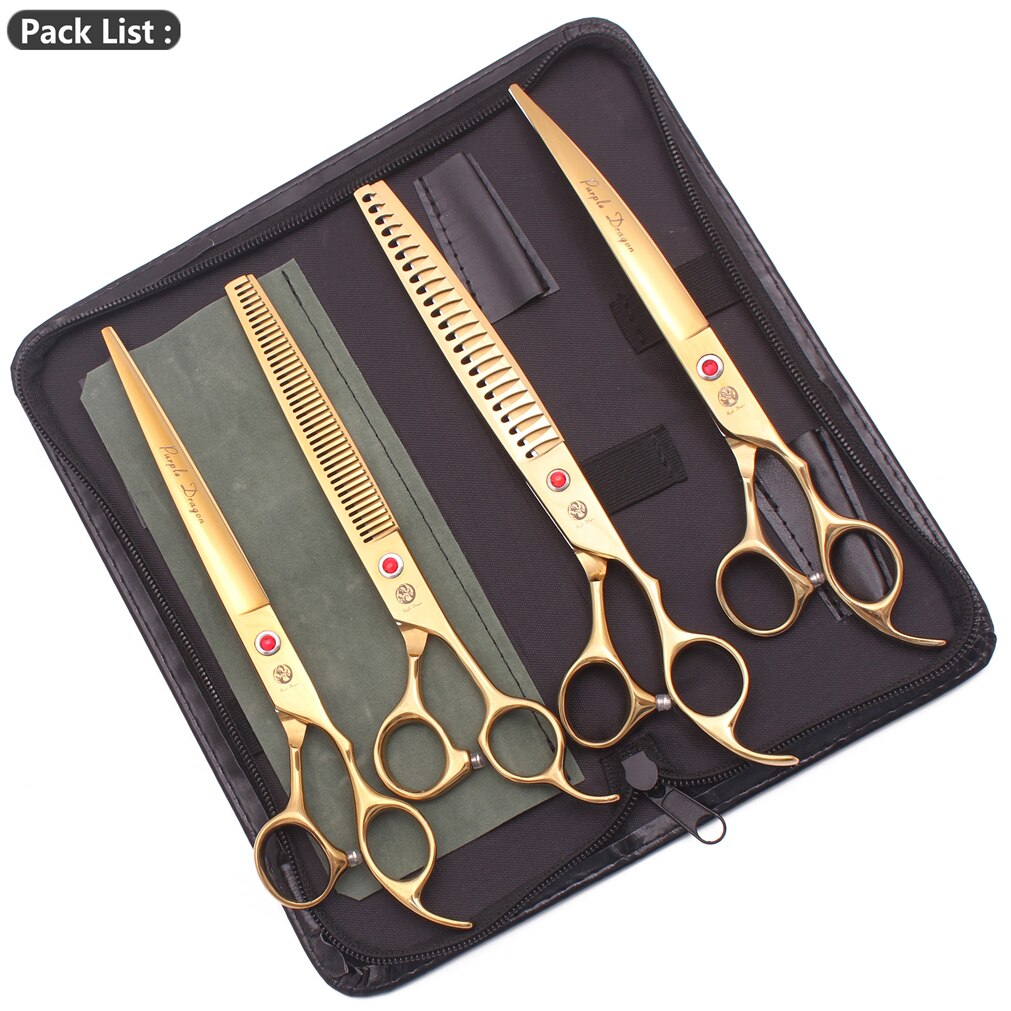 tijeras para perros 8,0 "dragón púrpura JP 440C tijeras de peluquería canina Kit para adelgazamiento tijeras perro curva tijeras agregar caso Z3005 tijeras peluqueria: YuGu-Jin-D4