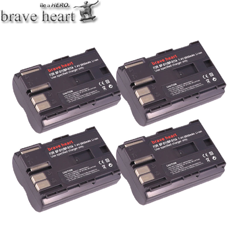 3x 7.4v 2650mah BP-511A BP-511 BP 511 511A BP511 BP511A Battery + LCD USB Charger for Canon EOS 40D 300D 5D 20D 30D 50D camera: 4battery
