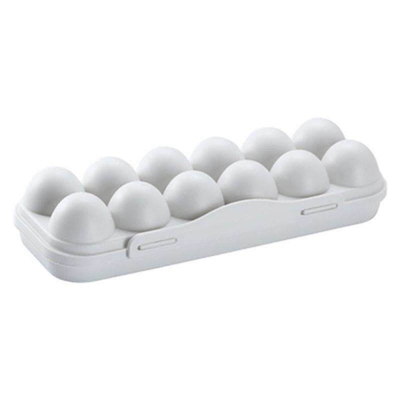 Kitchen Egg Tray Holder Egg Storage Box Refrigerator Crisper Storage BBQ ShockProof Egg Holder Cover Locks Container: Light Grey