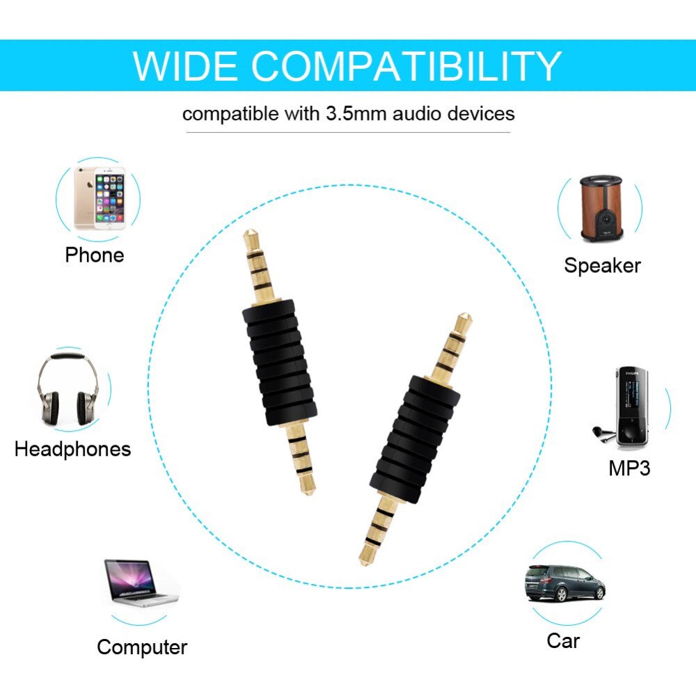 3.5mm Jack AUX Adapter, 3.5mm Male naar Male Car Aux Adapter 3.5mm Hoofdtelefoon Stereo Adapter AUX Adapter, Pak van 3)