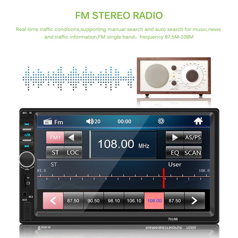 Onever Car Video MP5 Player USB FM Transmitter LCD Display Car Kit With Remote Control Steering Wheel Controls For IOS