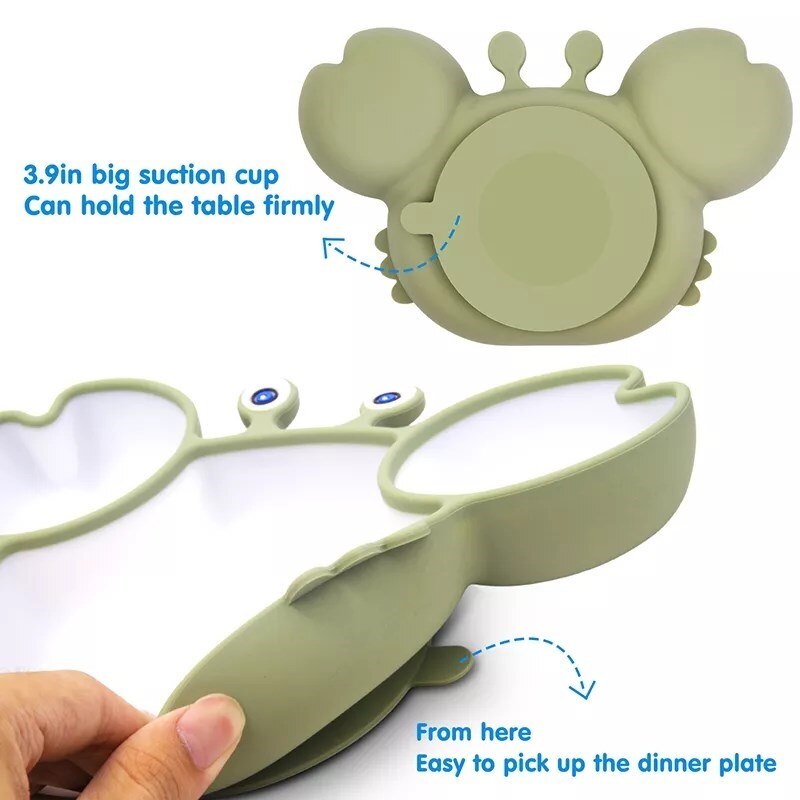Silicone Feeding DishPlate Set for Baby Crab Shape Divider Tableware BPA Free Non-Slip Children Dishes Kitchenware Kids Stuff