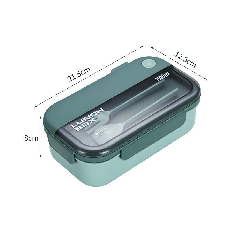 Portable Kids Bento Box Sealed Bento Lunch Box For Kids Complete Kit Kid Food Container Microwave Heating Food Storage Container: green 1100ml