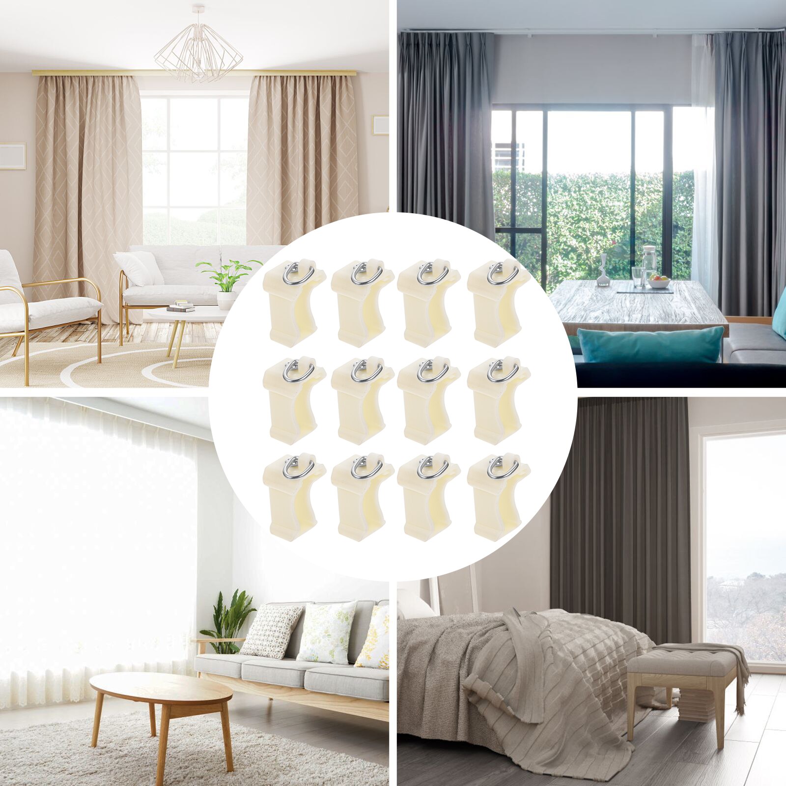 20PCS Windows Slide Rail Plastic Slide Rail Durable Curtain Track