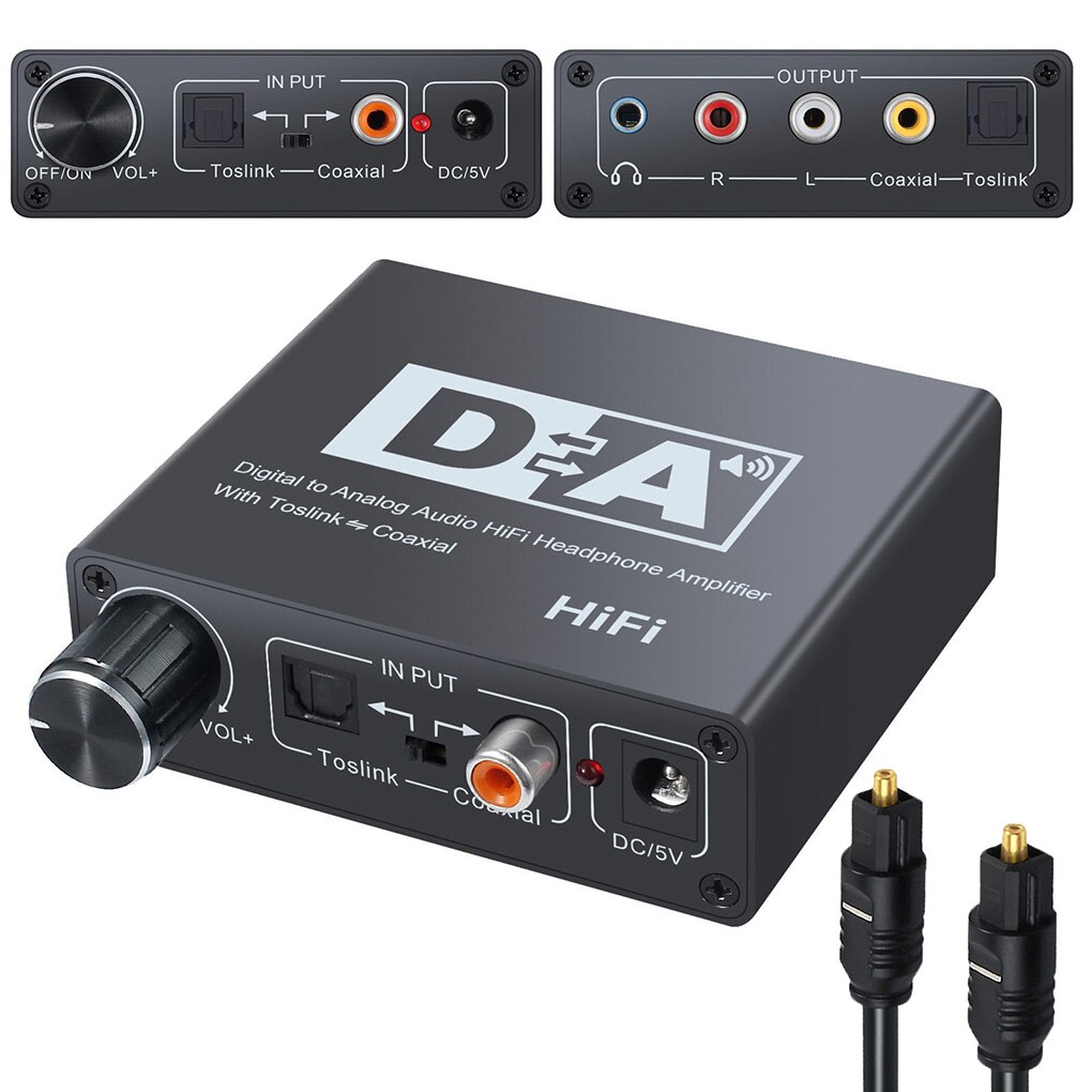 Adattatore convertitore Hifi convertitore Audio digitale/analogico coassiale RCA 3.5mm amplificatore per cuffie Toslink uscita coassiale ottica