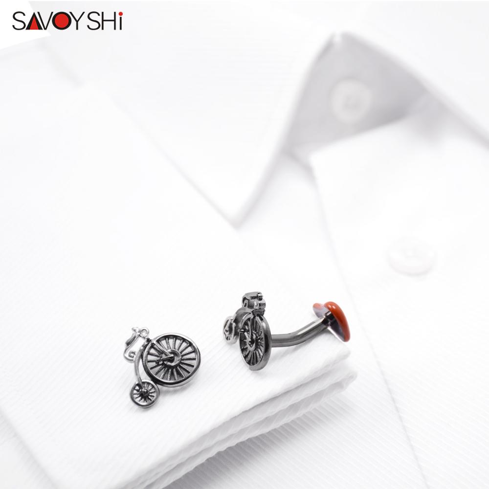 SAVOYSHI Bicycle Cufflinks for Mens Shirt Cuff buttons Novelty Brown Enamel Cuff links Brand Jewelry