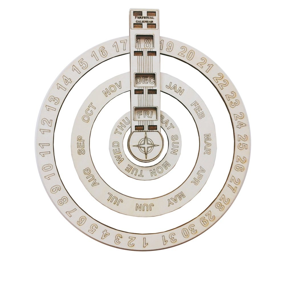 Wooden Wall Calendar Circular Rotating Calendar Wall Decoration Perpetual Calendar Table Wall Hanging Crafts Decor