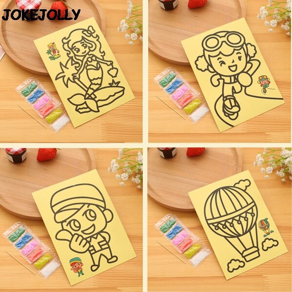 3 unids/lote de juguetes de dibujo para niños, cuadros de pintura con arena, manualidades DIY para niños, juguete educativo para niños y niñas GYH