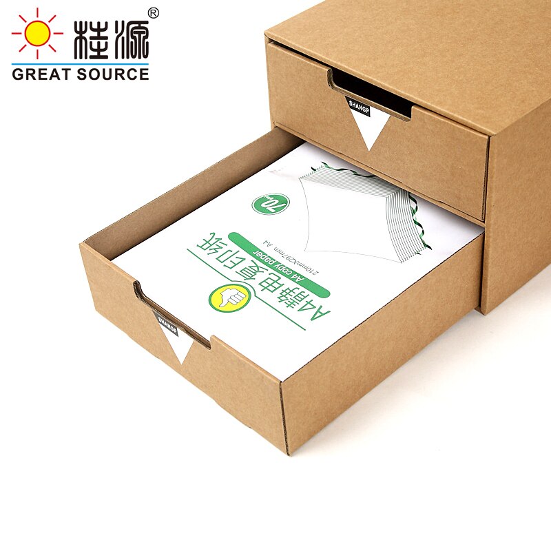 2 Layers Storage Composable Cabinet Office 2 Drawers Corrugate Foldable Home Storage Kraft Paper Environment Friendly(2PCS)