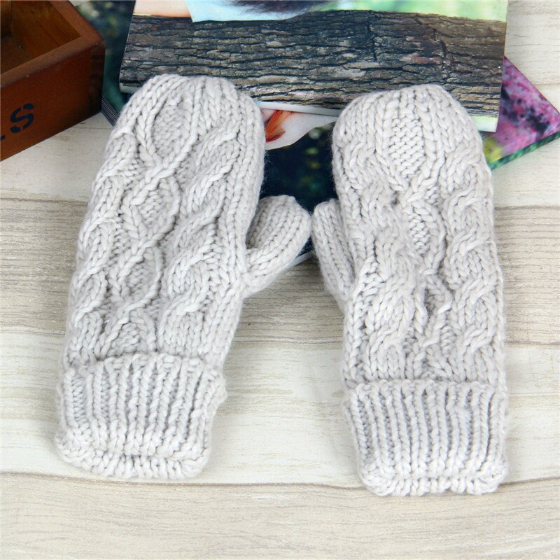 Mwoiiowm varme vinterhandsker kvinder vanter 8 farver damer dejlige strikkede handsker piger 24: Grå