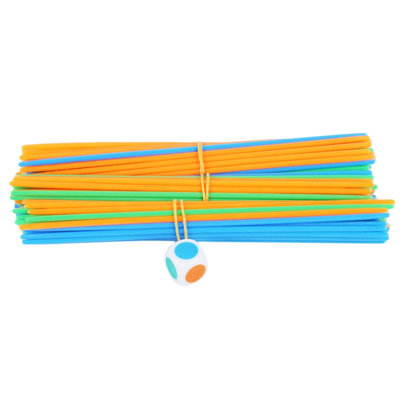 100 unids/set Multicolor Pick-Up Sticks juego con dados juguete clásico de escritorio juego de juguete niños Aprendizaje Temprano juguete educativo