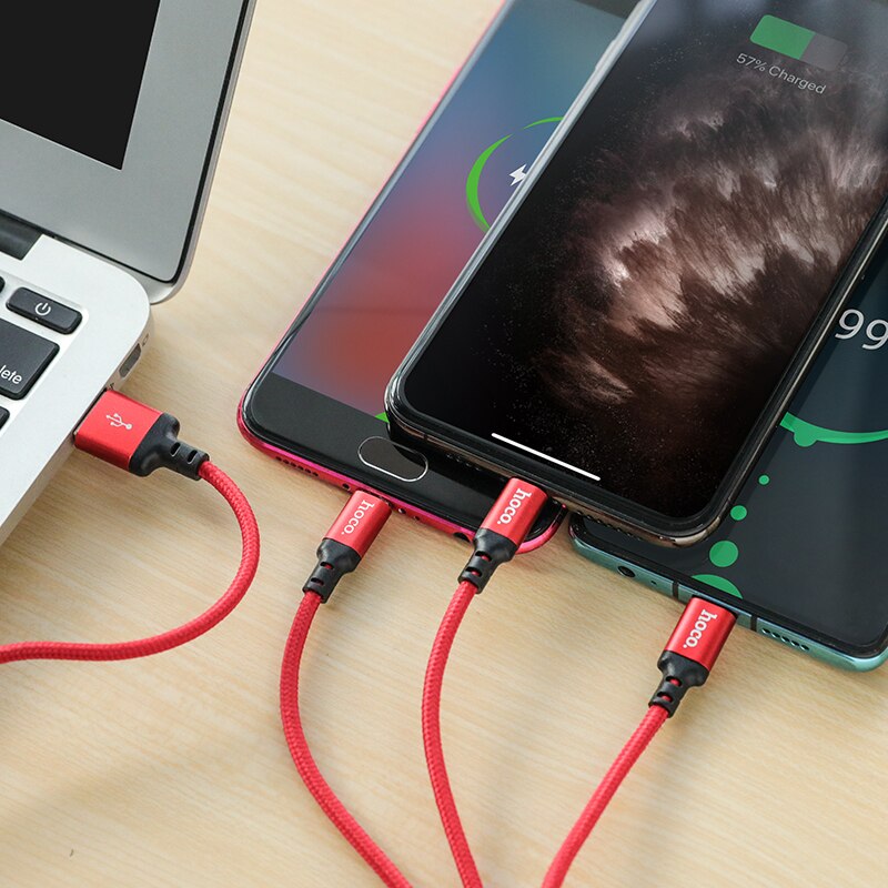 HOCO 3in1 USB Ladegerät Kabel Für iPhone 11 Profi X XS Max XR 7 8 Android Mikro USB Kabel Typ C Für Samsung S9 Xiaomi Schnelle Ladung