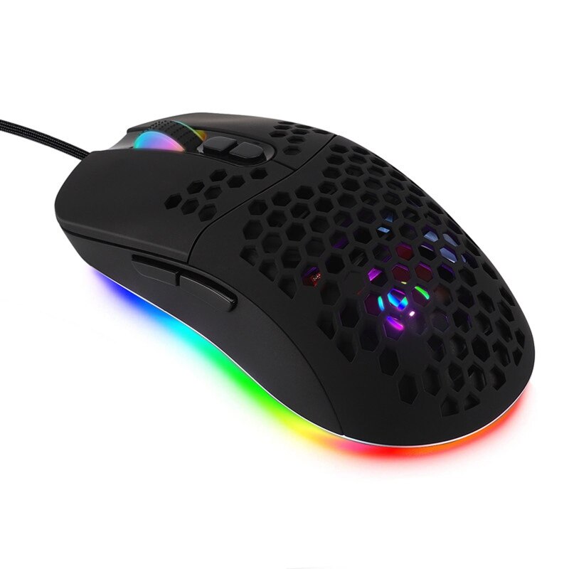 USB Wired Lightweight Gaming Mouse RGB Backlit Mouse with 7 Buttons 7200DPI Honeycomb Shell Mouse for PC Laptop Computer: Black