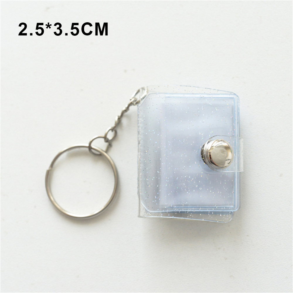 16 Pages Mini Photo Album Keychains Women's Small Instant Picture Album Key Chain Pendant ID Photo Interstitial Pocket Keyring: black