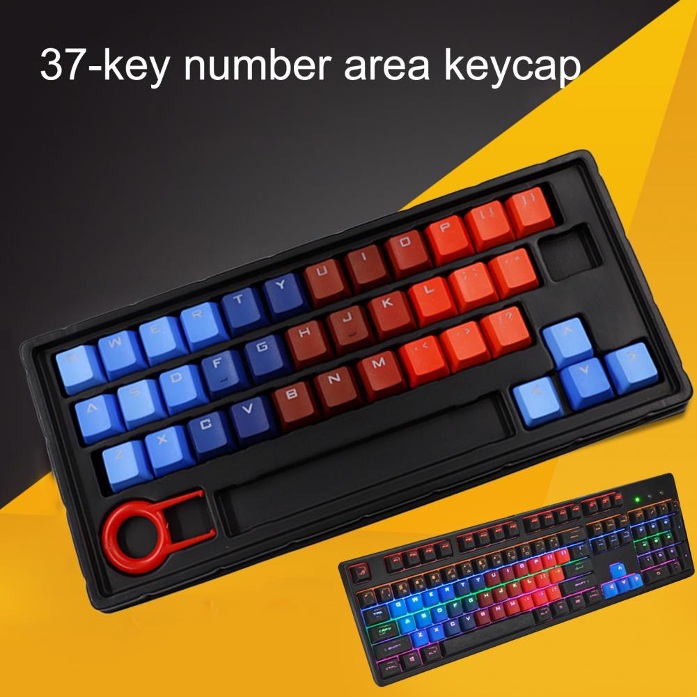 37 Keys PBT Keycaps Blue-Red Gradient Backlight Keycaps Mechanical Keyboard DIY Caps for PC Computer