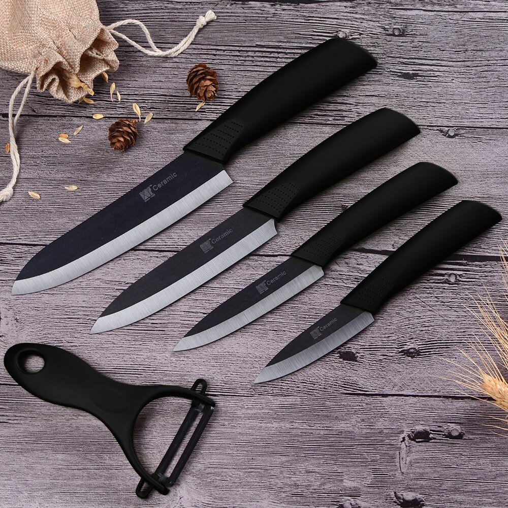 XYj Ceramic Knife Kitchen Knives Set 3" 4" 5" 6" Zirconia Knife Peeler Black White Paring Fruit Vegetable Cooking Knives Set