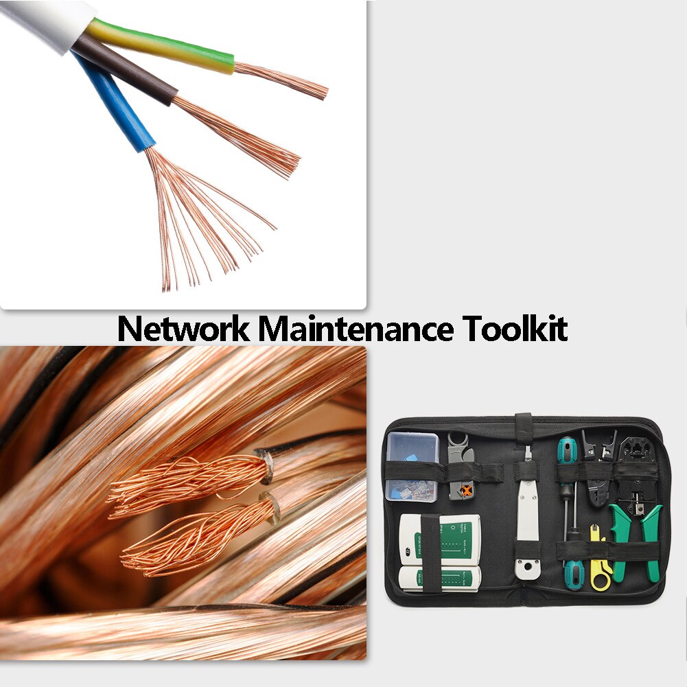 14 stück lan-netzwerk-reparaturwerkzeug,  rj11 rj45 rj12 kabeltester, zange, crimp-steckerklemme, tragbarer netzwerk-ethernet-kabeltester