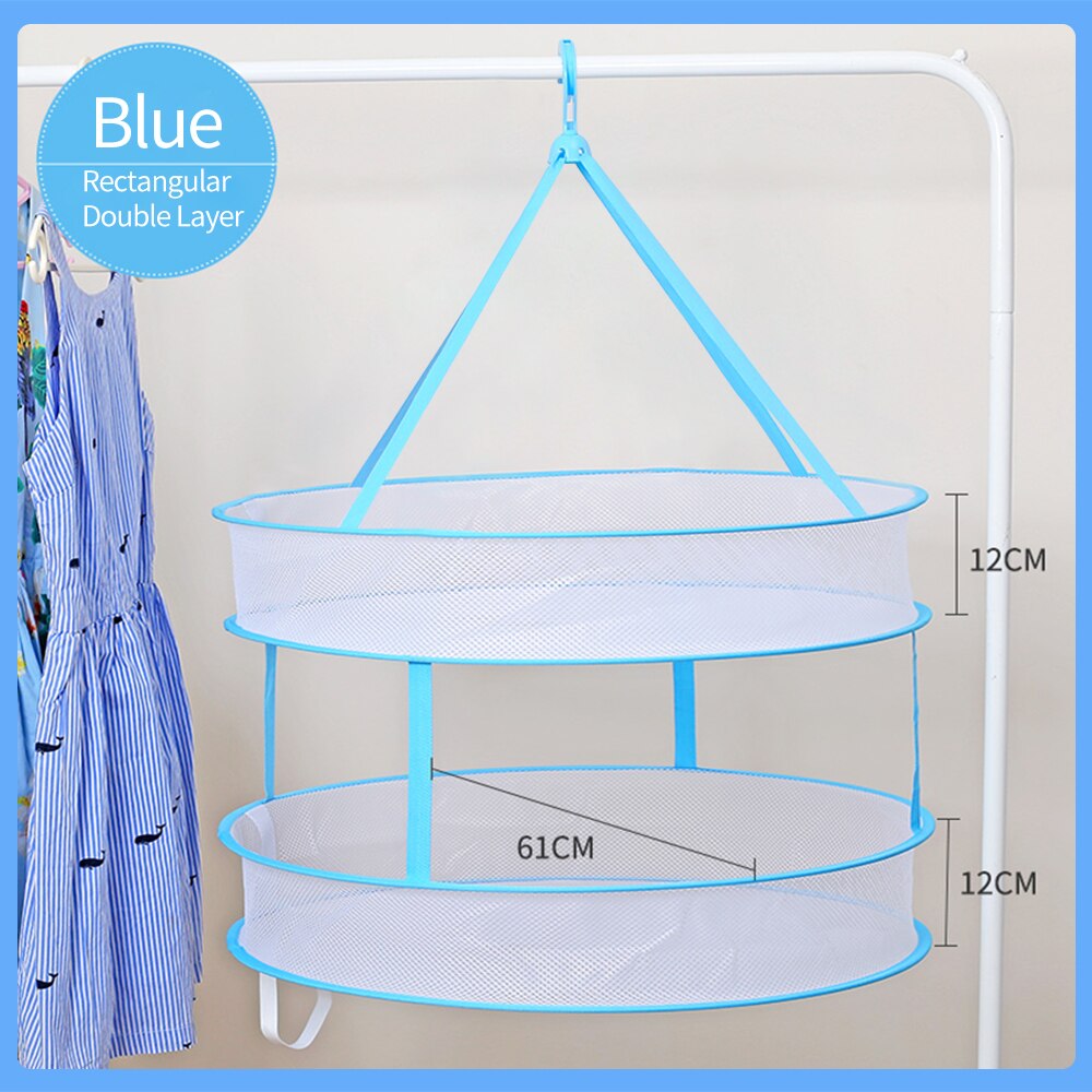 Liangduo Double-Layer Clothes Drying Net Hanging Clothes Laundry Basket Breathable Dryer Sweater Cloth Net Dry Rack Mesh Hanger