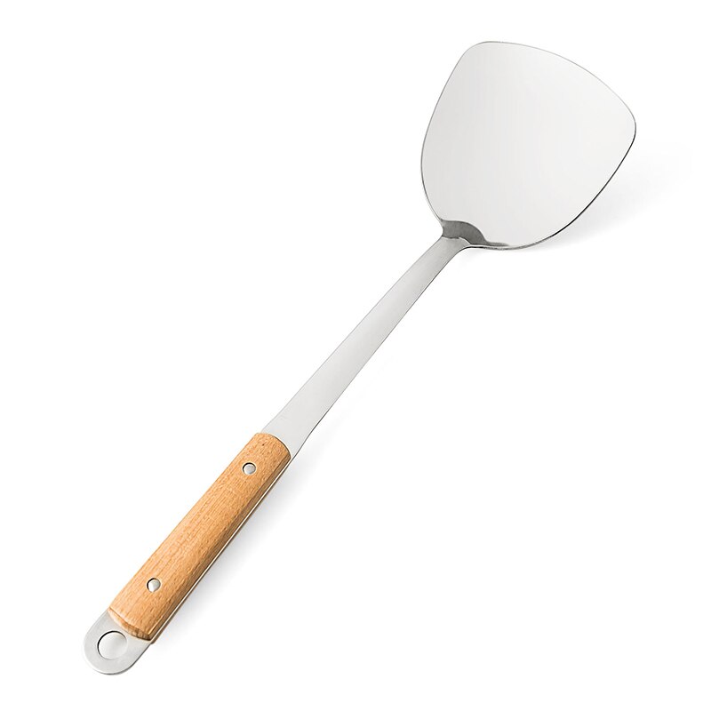 Hållbart bärbart rostfritt stål non-stick vändskiva mat wok spatel sked köksredskap köksredskap kokkärl espatula