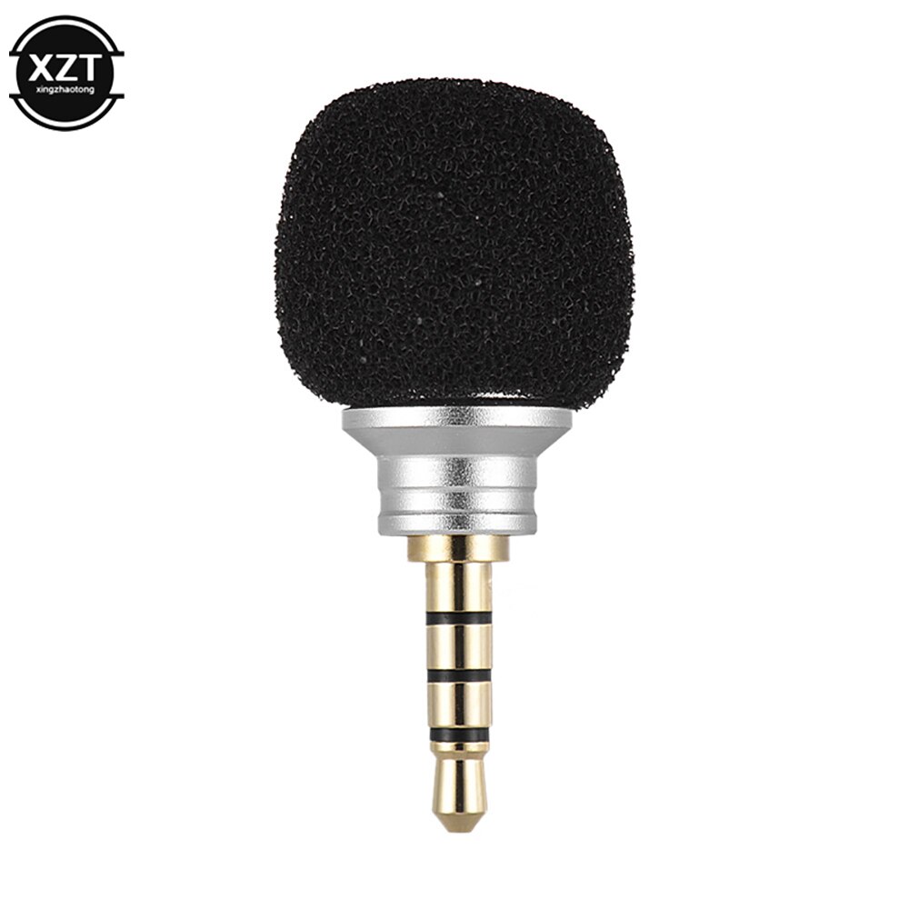 3.5mm jack mini mikrofon bærbar lille 3.5 jack mikrofon optager til bærbar smartphone smartphone android telefon metal mikrofon 4 polet pin: Sølv