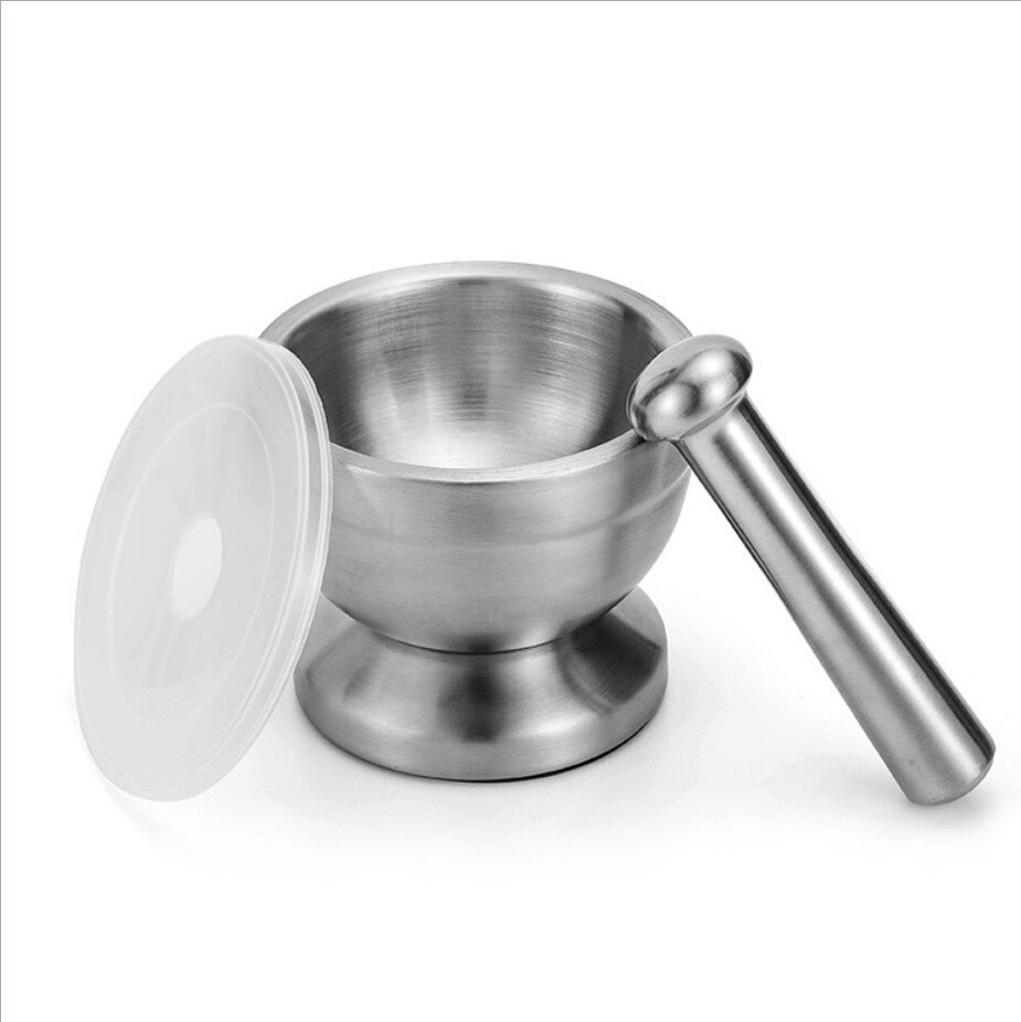 3 stk/sett rustfritt stål morter stamper sett hvitløk krydder kvern apotek urter bolle mølle kvern knuser kjøkkenverktøy: L   11.8 x 9.5cm