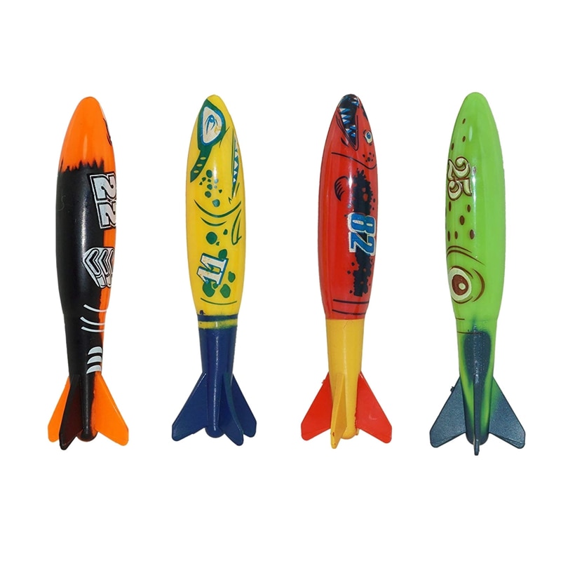 4Pcs Summer Swimming Pool Diving Toys Children'S Exotic Diving Torpedo Toys Swimming Pool Diving Thg Torpedo Toys Water: Default Title