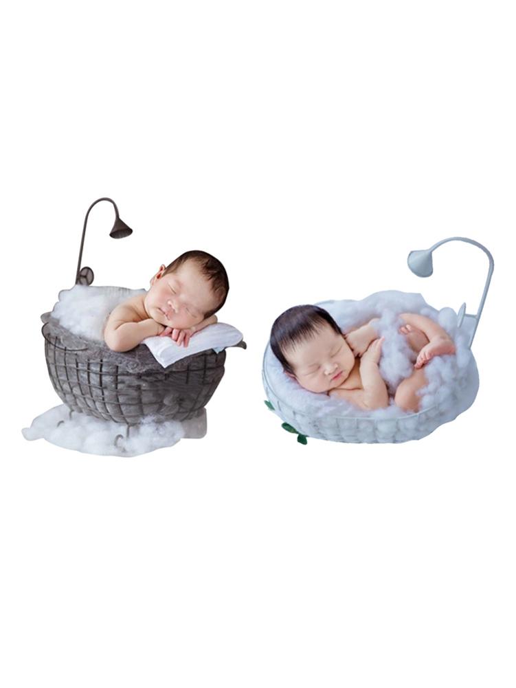 Newborn Photograph Props Basket Child Photography Assisted Full Moon Bathtub Photography Iron Bathtub Props