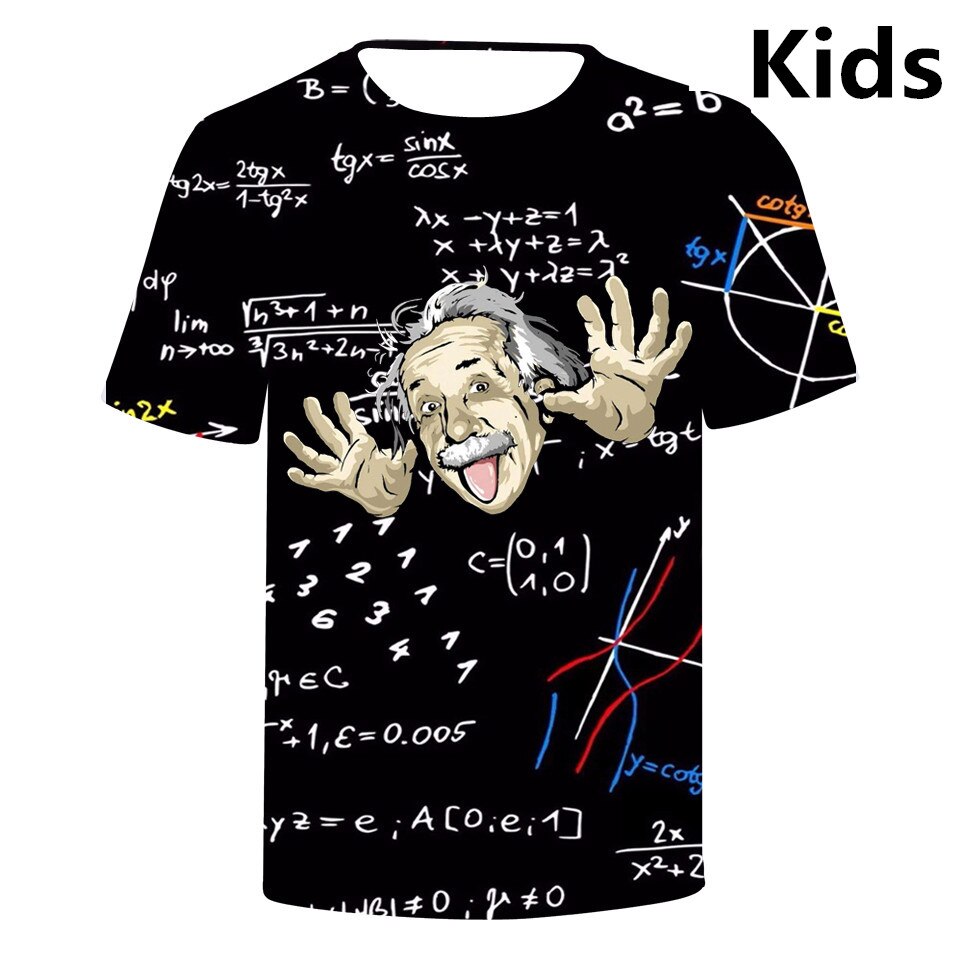 3 to 13 jaar kinder t-shirt albert einstein 3d bedrukt t-shirt jongens meisjes grappige cartoon t-shirt tee kinderkleding
