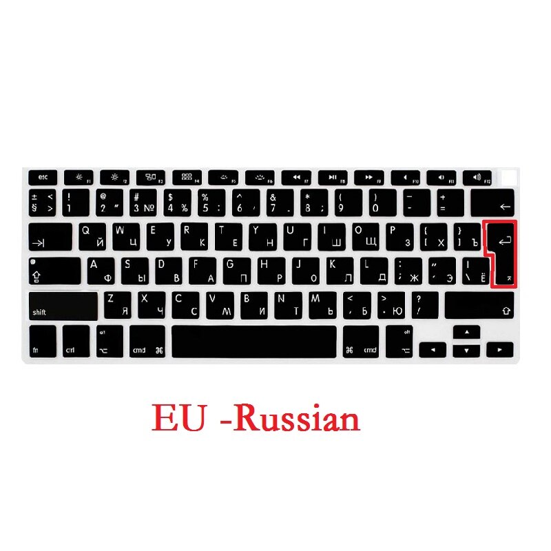 Zachte Eu Ons Voor Macbook Air 13 A1932 Toetsenbord Cover Russische Taal Silicon Voor Macbook Air 13 Toetsenbord cover: A1932 EU Black