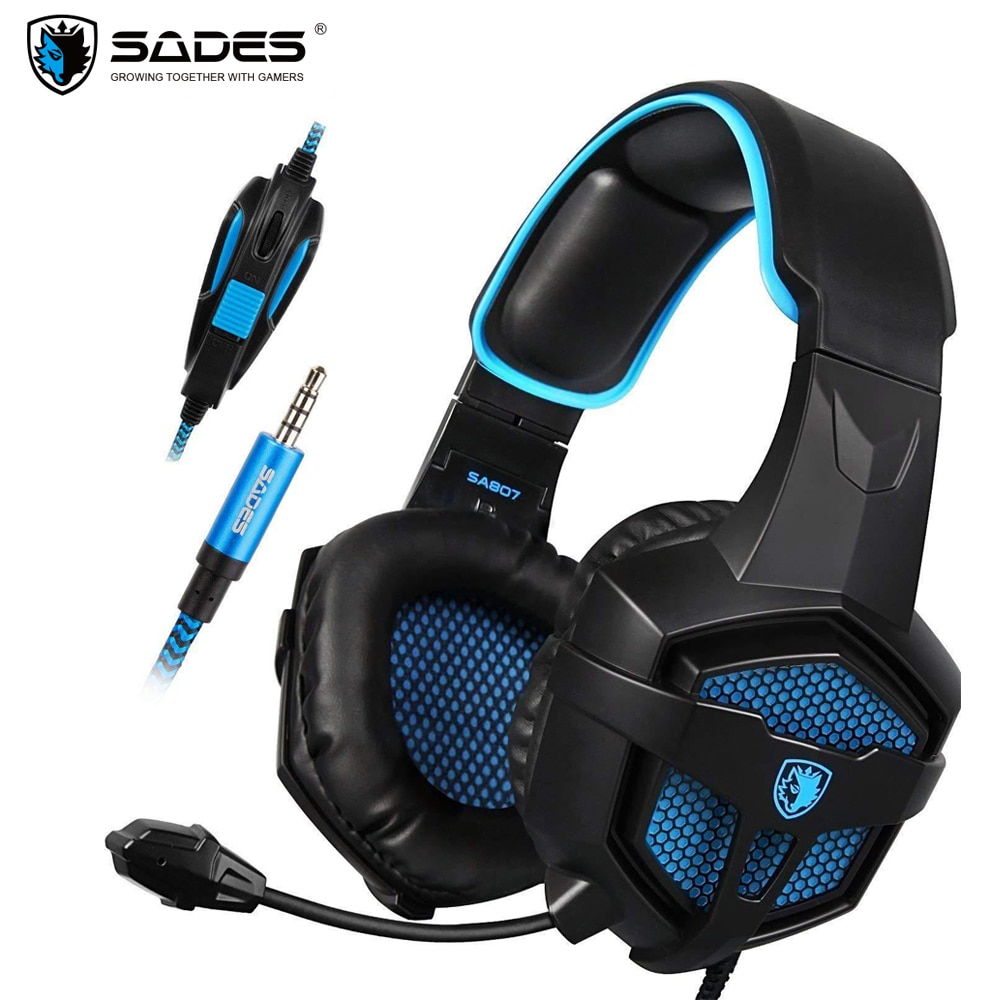 SADES – casque d'écoute de jeu SA807, 3.5mm, avec micro, écouteurs stéréo, basses profondes, pour PC portable, PS4, Xbox One, Gamer