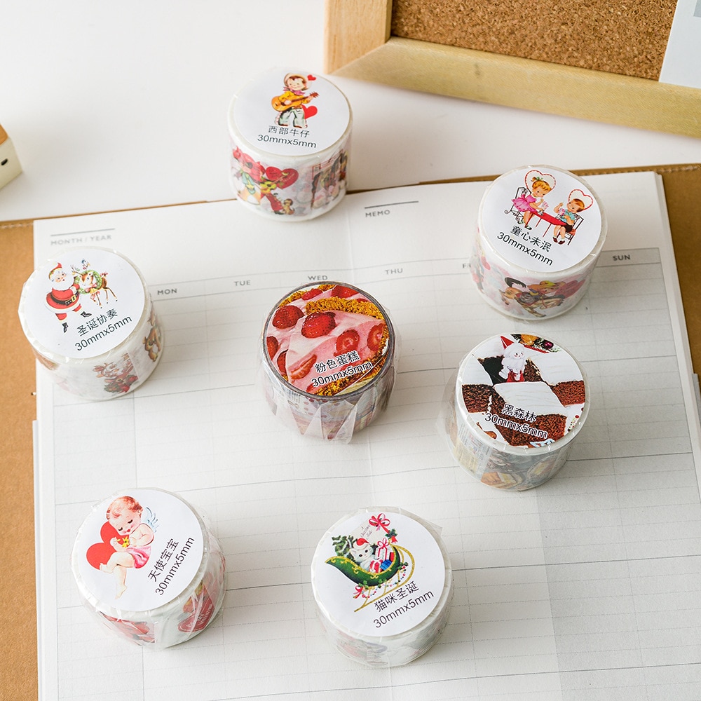 Cintas adhesivas decorativas para decoración, 1 Uds./1 lote, dulce pastel, animales encantadores, papel álbum de recortes DIY, pegatinas 3m