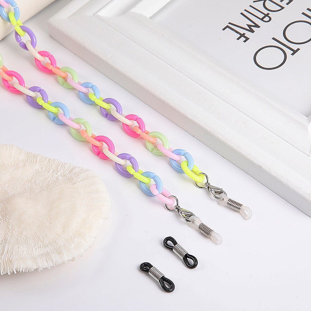 Skyrim 2022 Colorful Mask Chain Holder Hang on Neck Acrylic Glasses Chains Sunglasses Straps Eyewear Cord: Colorful-silver