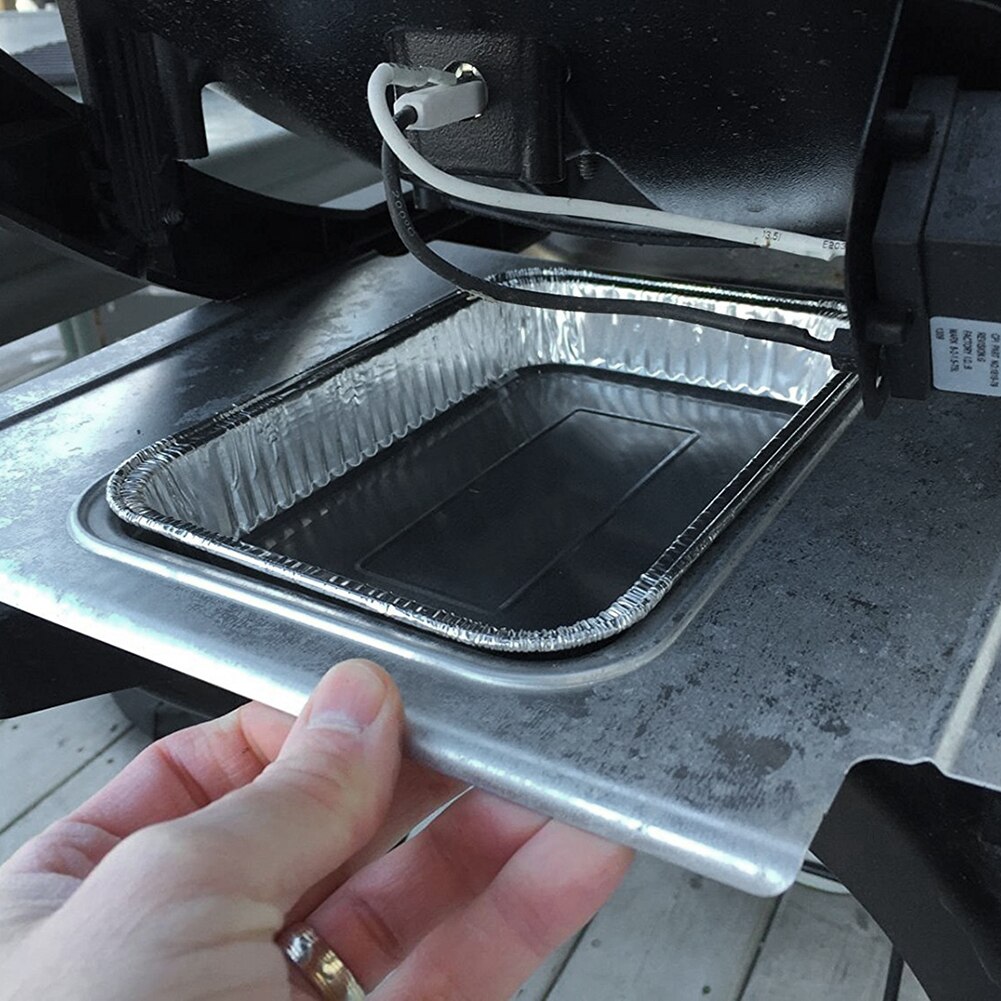 Bandeja de aluminio rectangular desechable para alimentos, recipiente molde para hornear con tapa para barbacoa, contenedor de alimentos, accesorios para barbacoa, 50 Uds.